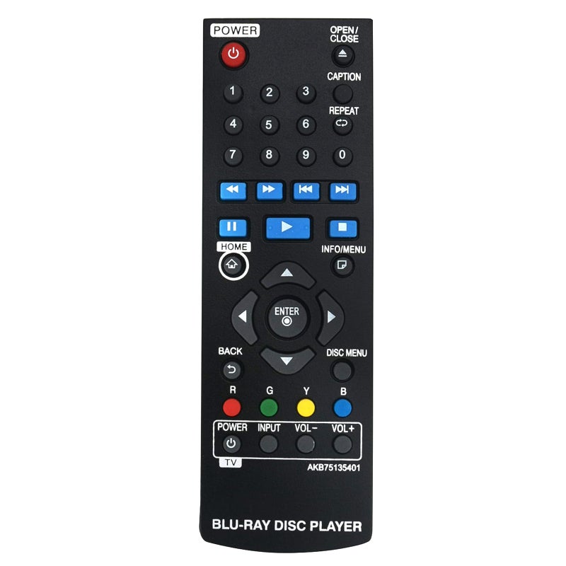 Vinabty AKB75135401 Replaced Remote fit for LG 4K Blu-ray Disc Player UBK80 UP870 UP875 BP255 BP350 BP255-N BP350-N BP340 BPM25 BP135 BP145 BP145N BP155 BP155N BP165 BP165N BP240 BP240N BP250 BP255N BP300 - Image 1